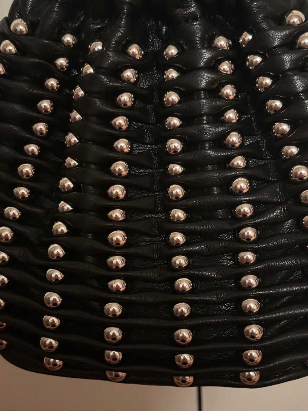 ZARA Black Studded Drawstring Bucket Bag - Picture 2 of 6